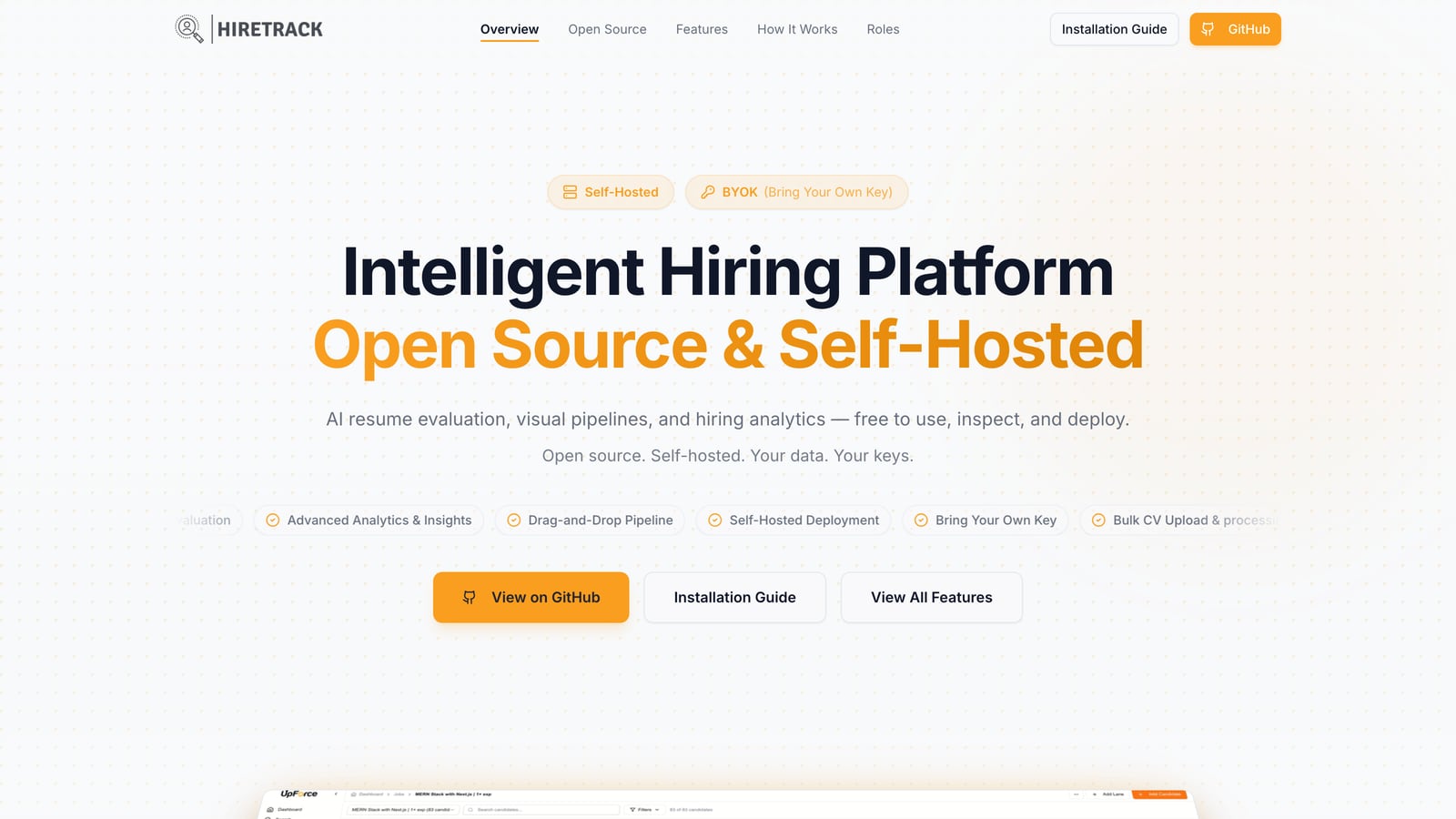 HireTrack interface